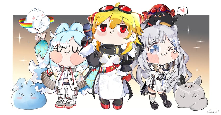 kaela kovalskia, kobo kanaeru, vestia zeta, bazo, cilus, and 1 more (hololive and 1 more) drawn by seanliao1998