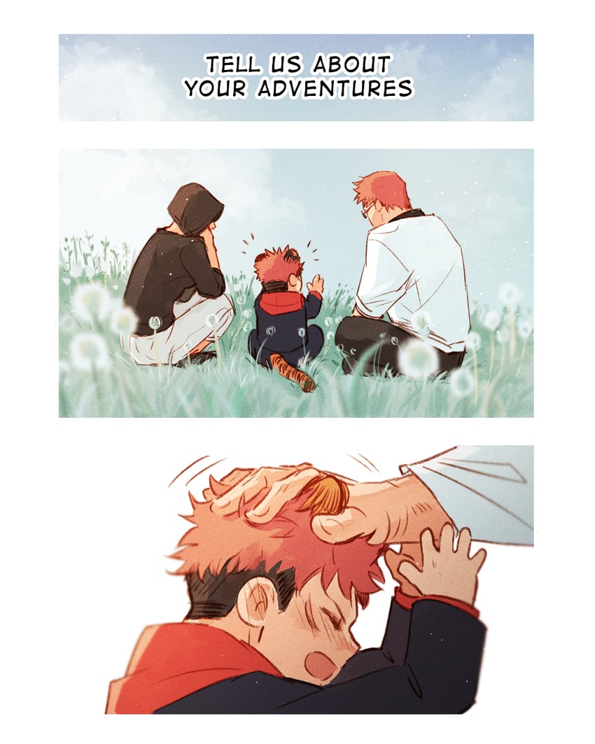 itadori yuuji, itadori kaori, and itadori jin (jujutsu kaisen) drawn by lightningstrikes