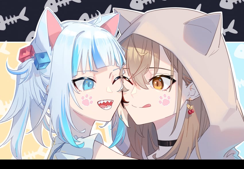 gawr gura and nanashi mumei (hololive and 1 more) drawn by onecolo133