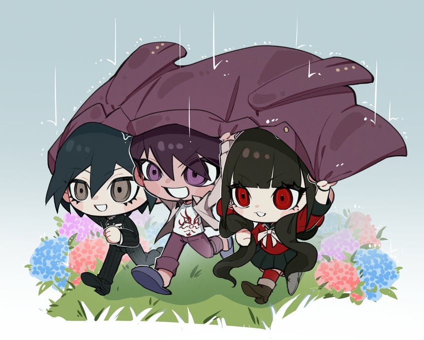 saihara shuichi, harukawa maki, and momota kaito (danganronpa and 1 more) drawn by gaba33