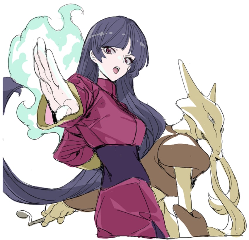 sabrina and alakazam (pokemon and 1 more) drawn by nobita_(makoto7060355)