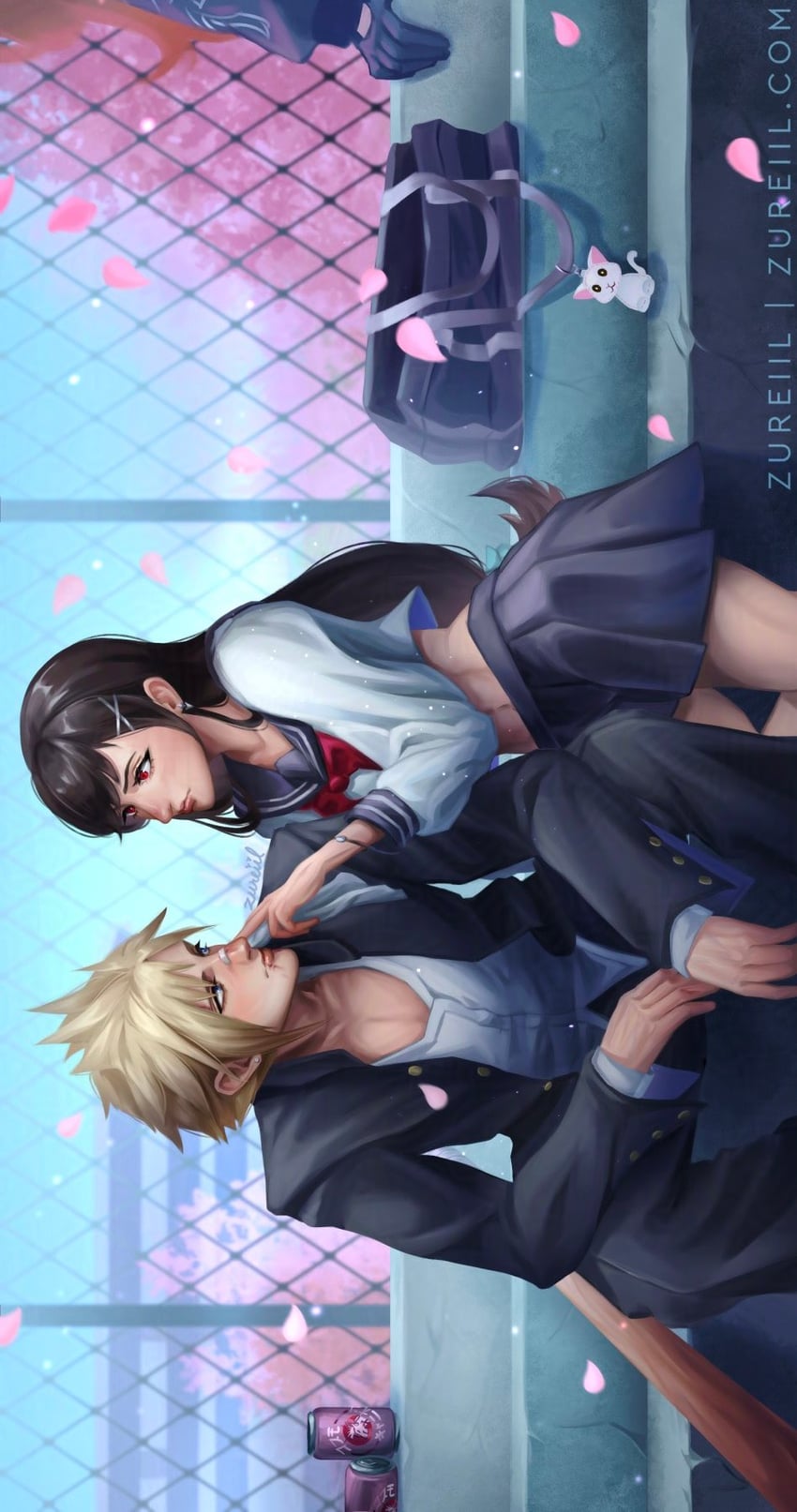 tifa lockhart and cloud strife (final fantasy and 2 more) drawn by zureiil