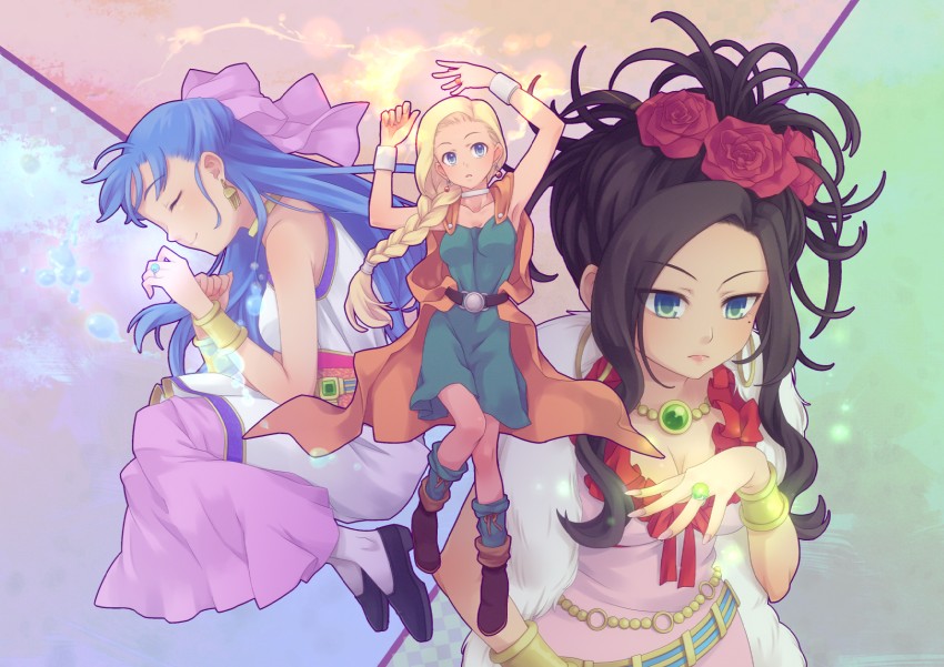 bianca, flora, and deborah (dragon quest and 1 more) drawn by sanndo