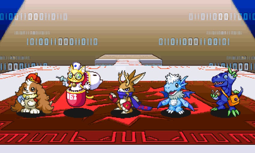 rurimon, madomon, pyontomon, ganvivormon, and aequcedramon (digimon) drawn by plasmi