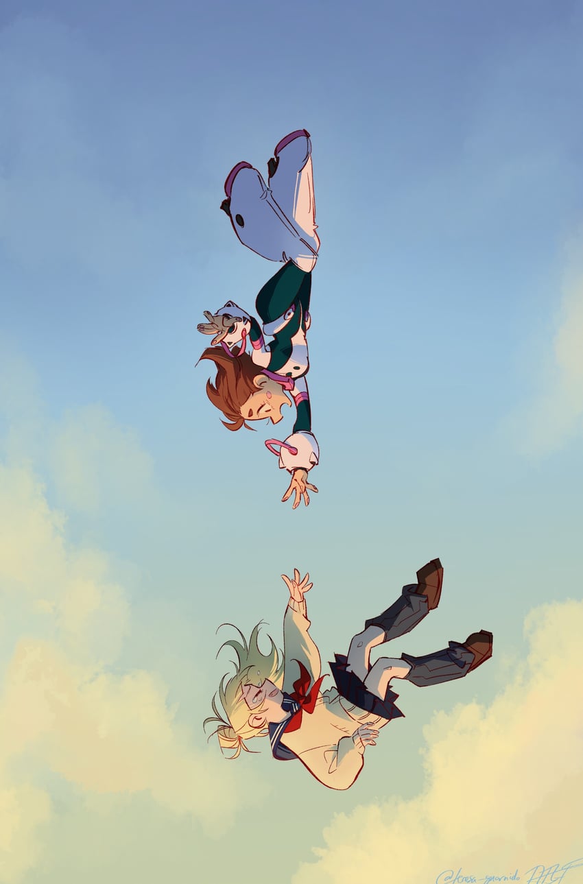 uraraka ochaco and toga himiko (boku no hero academia) drawn by teresa_guarnido