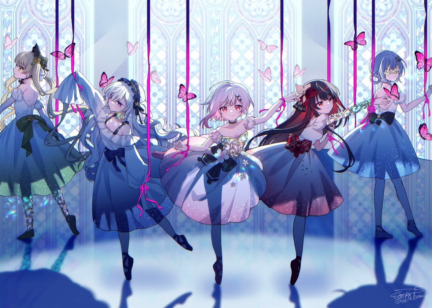 sakuraba ema, natsume anan, nikaidou hiro, tachibana sherry, and toono hanna (mahou shoujo no majo saiban) drawn by kitton_(hekiku13)