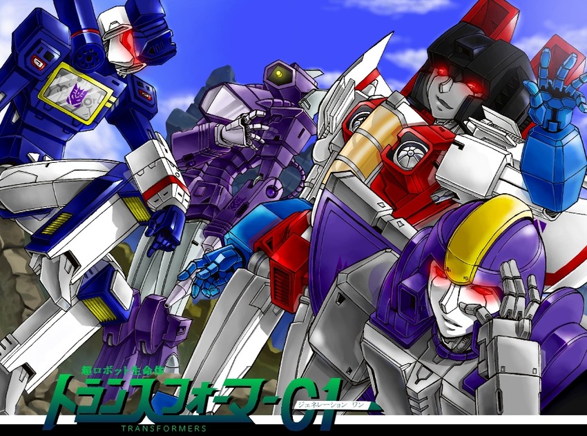 starscream, soundwave, shockwave, and astrotrain (gundam and 3 more) drawn by reno-kichi