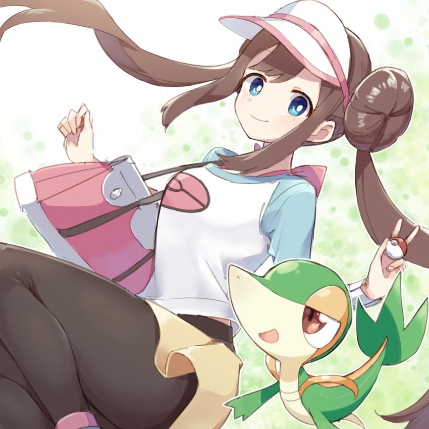 rosa and snivy (pokemon and 1 more) drawn by ksk_(semicha_keisuke)