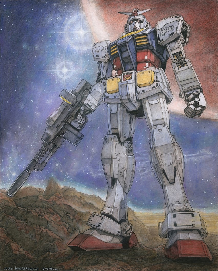 rx-78-2 gundam (original and 2 more) drawn by mike_winterbauer