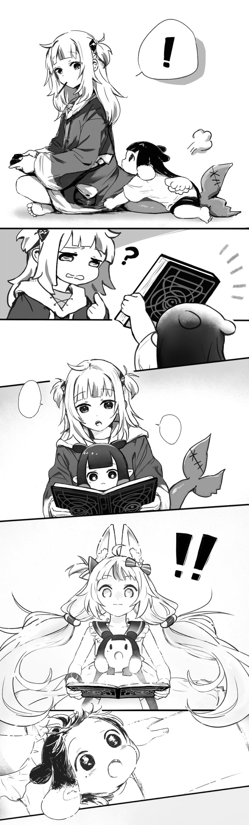 gawr gura, ninomae ina'nis, and sameko saba (hololive and 2 more) drawn by yuuyu_(777)