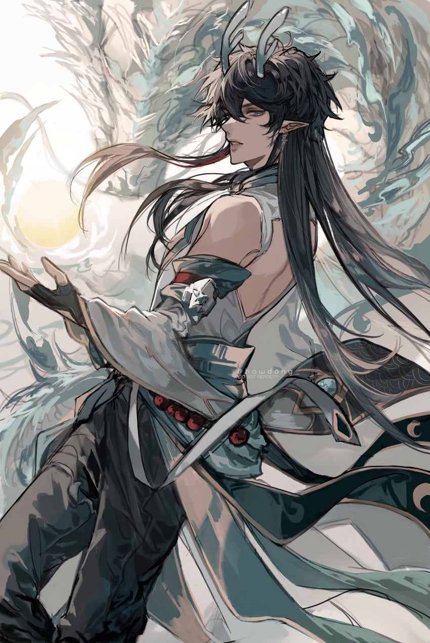 dan heng (honkai and 1 more) drawn by howdong