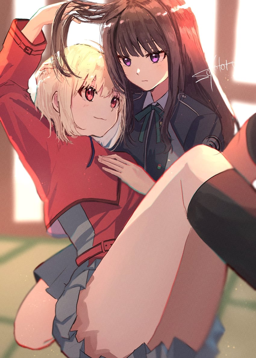 nishikigi chisato and inoue takina (lycoris recoil) drawn by sako_(oyatutabero)
