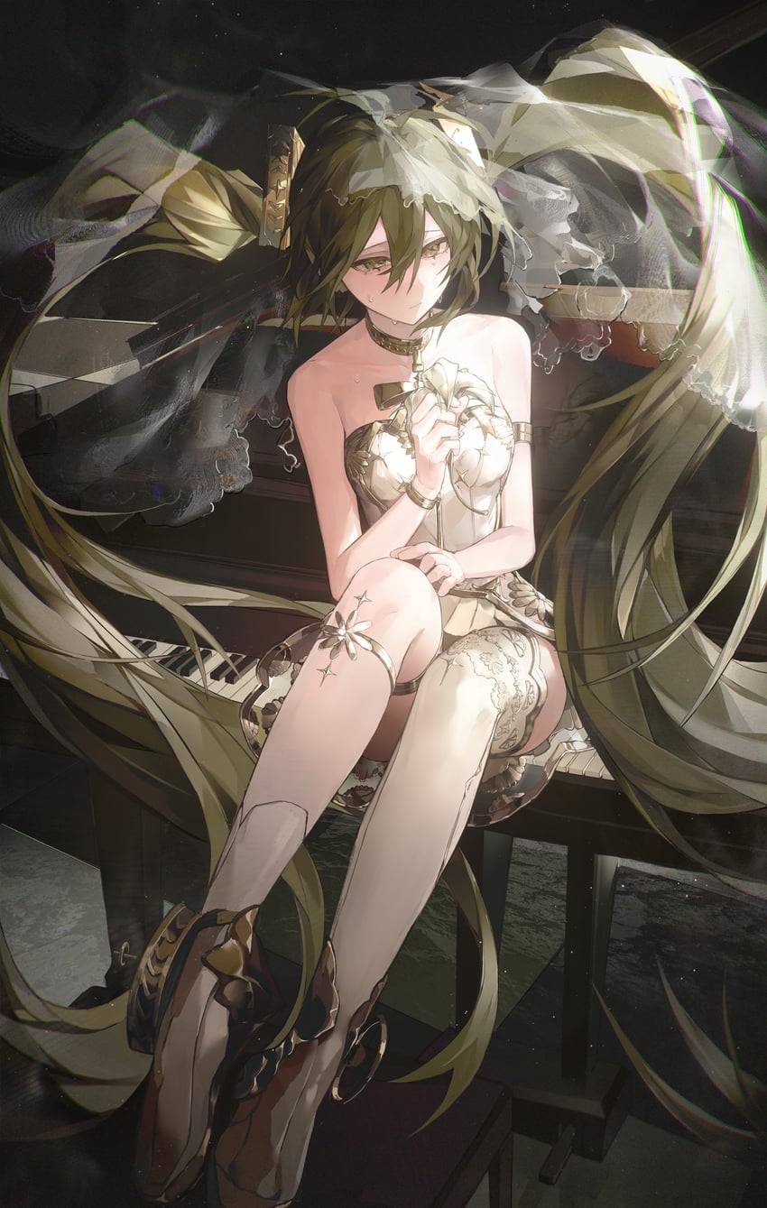 hatsune miku and gramophone miku (vocaloid and 1 more) drawn by zadun