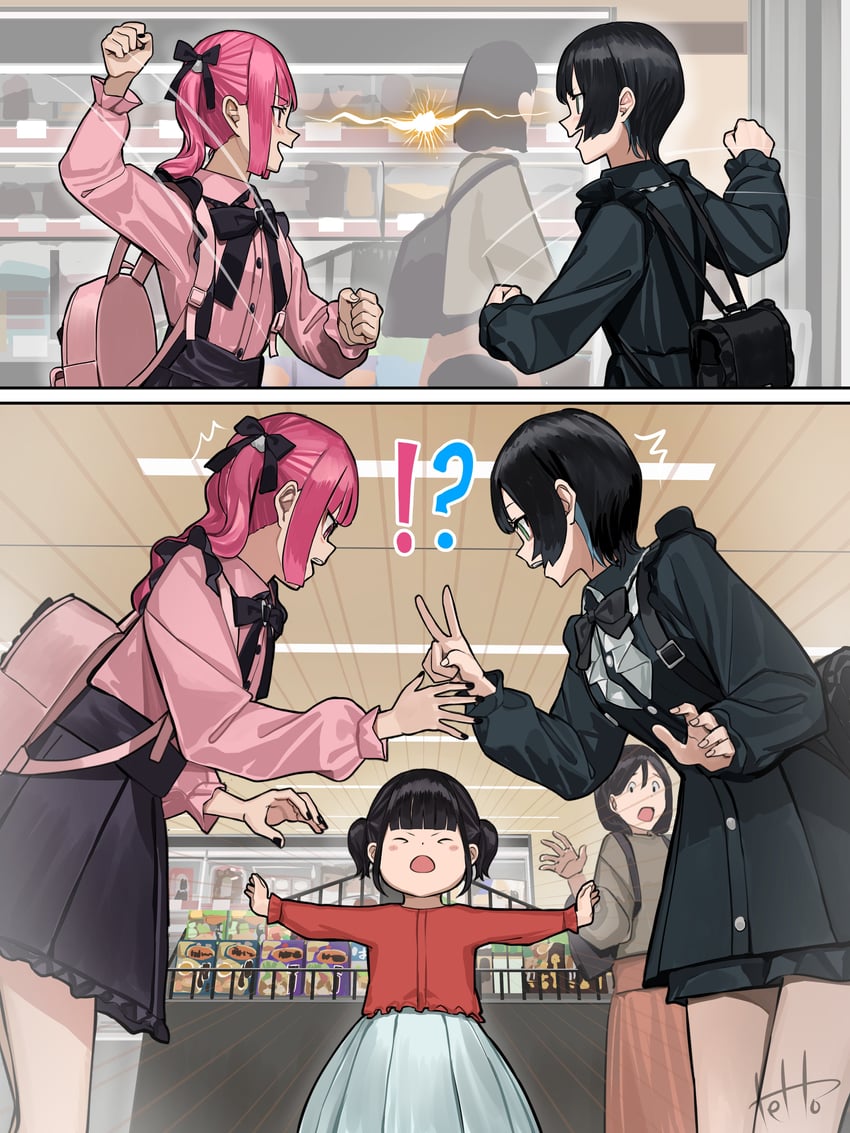hinamizawa hinami and igarashi ritsu (original) drawn by tetto_(onnoveltet)