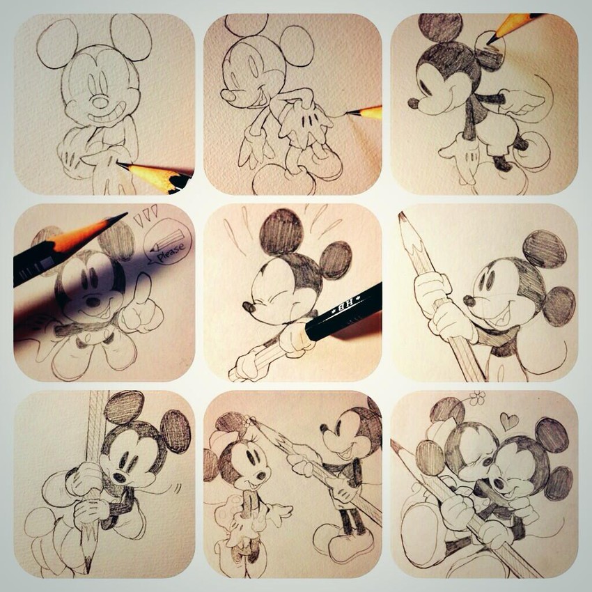 mickey mouse and minnie mouse (mickey mouse & friends) drawn by moov_(mb_52)