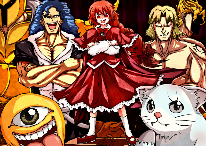 dio brando, okazaki yumemi, liquid snake, suezo, gym ghingnham, and 1 more (touhou and 10 more) drawn by n_(dai_n_honpo)