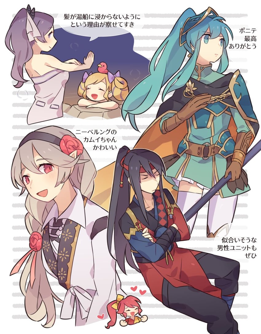 female corrin, camilla, eirika, elise, phina, and 1 more (fire emblem and 4 more) drawn by haconeri