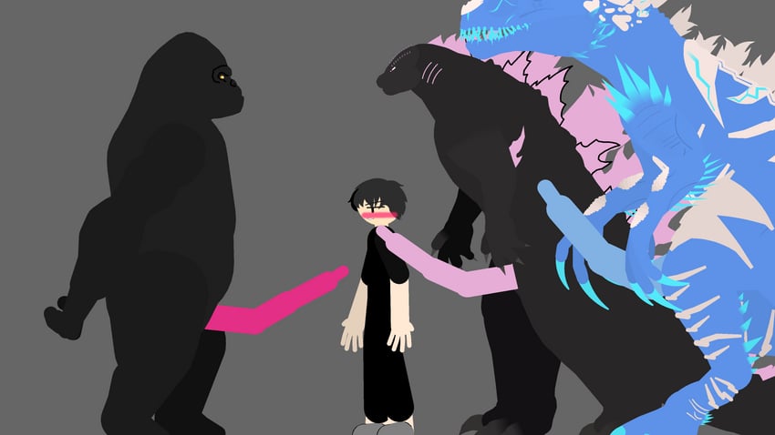 godzilla, king kong, and drakos end (godzilla and 1 more) drawn by raijuanim