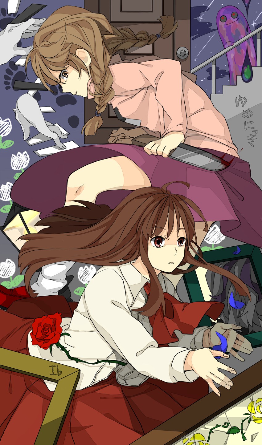 madotsuki, ib, and kyukkyu-kun (yume nikki and 1 more) drawn by seirontei