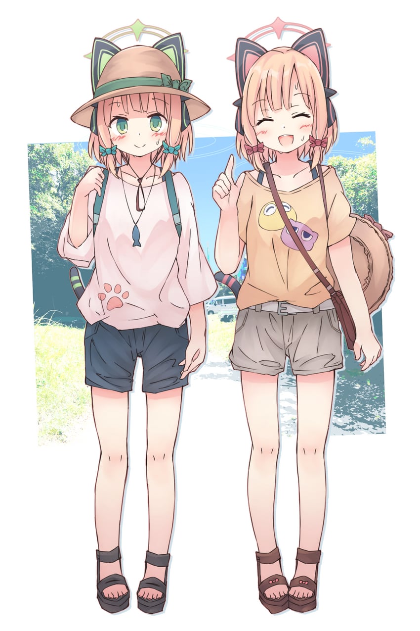 momoi and midori (blue archive) drawn by kamotsu_yasai