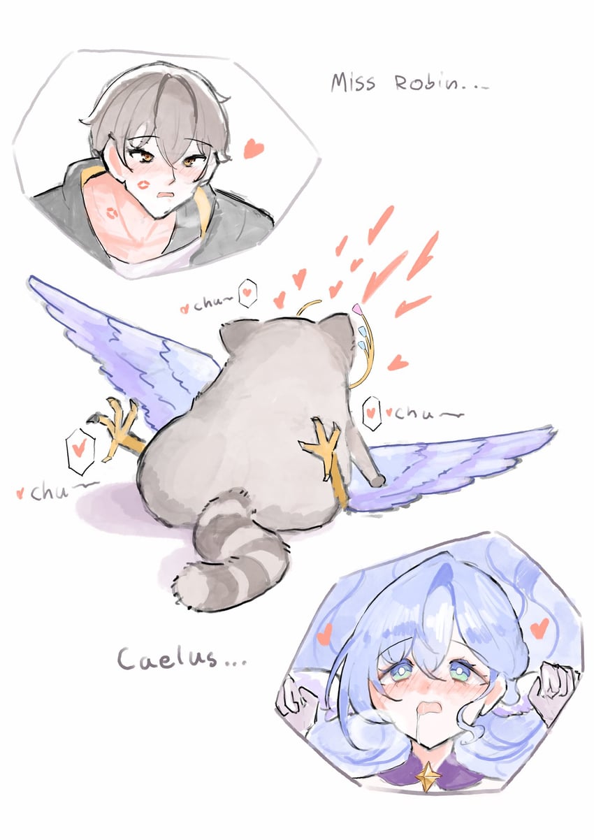 trailblazer, caelus, and robin (honkai and 1 more) drawn by obgbegom