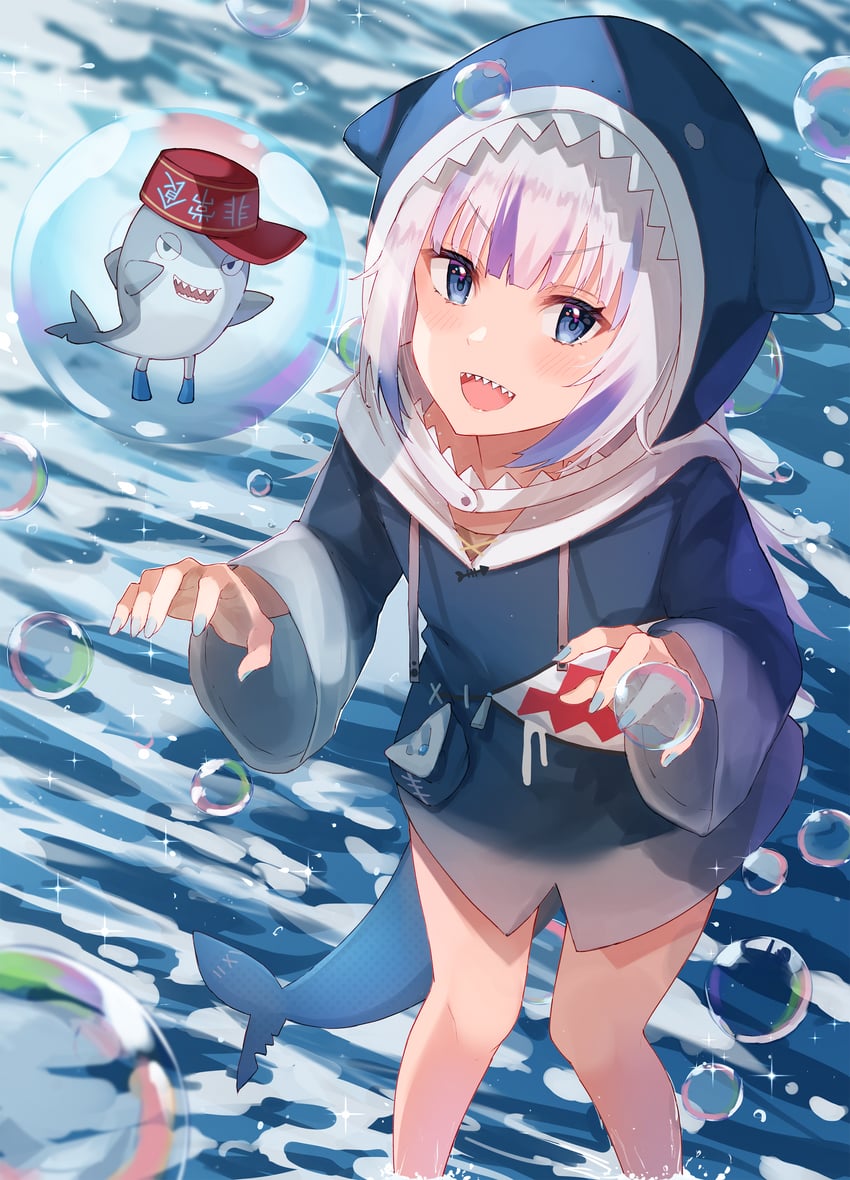 gawr gura (hololive and 1 more) drawn by haru_yu