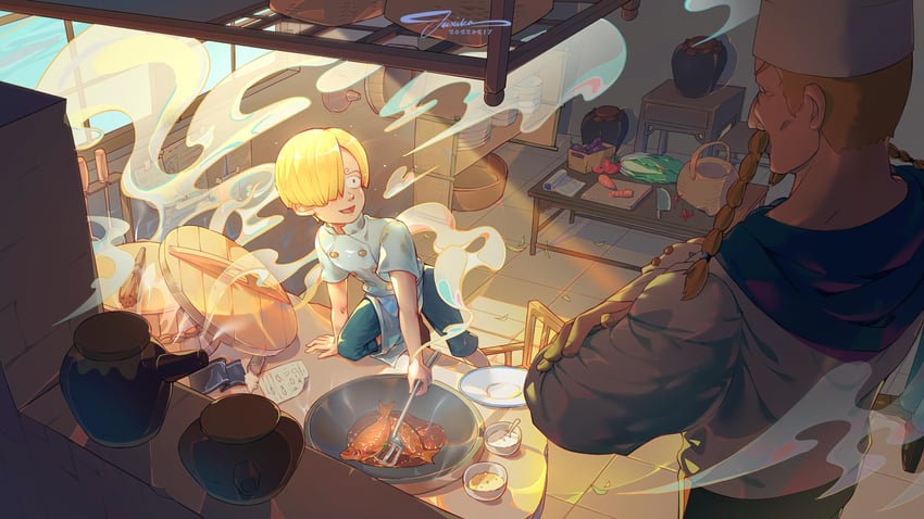sanji and red-leg zeff (one piece) drawn by juxika_xixi