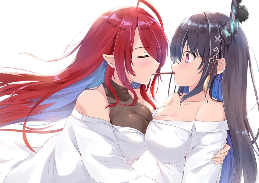 nerissa ravencroft and elizabeth rose bloodflame (hololive and 1 more) drawn by kishimaharuno
