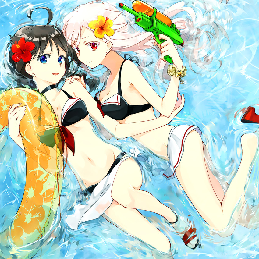 shigure, yuudachi, shigure kai ni, and yuudachi kai ni (kantai collection) drawn by hoshi_akari