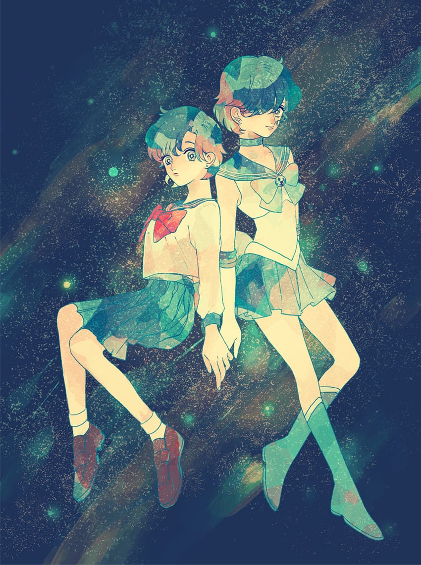 mizuno ami and sailor mercury (bishoujo senshi sailor moon) drawn by sharp911