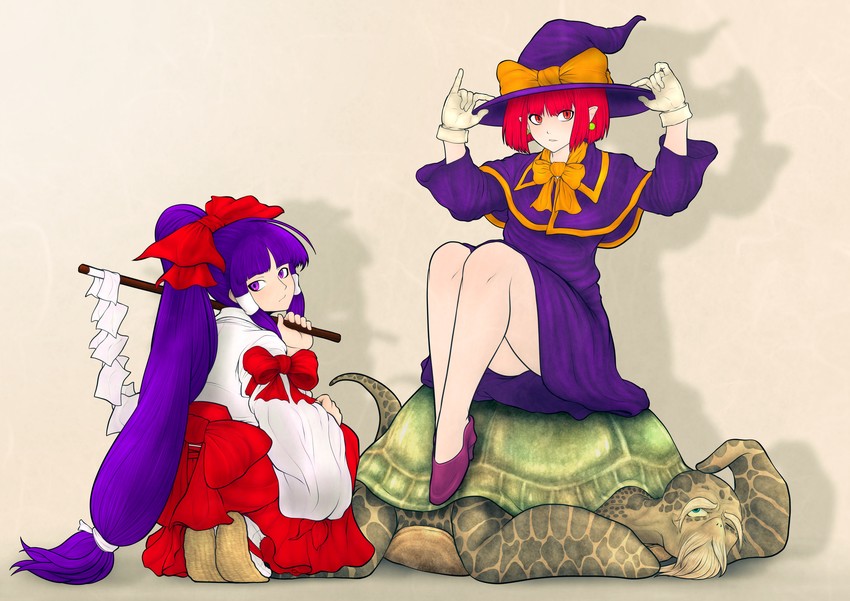 hakurei reimu, kirisame marisa, and genjii (touhou and 1 more) drawn by miazuma_sarin