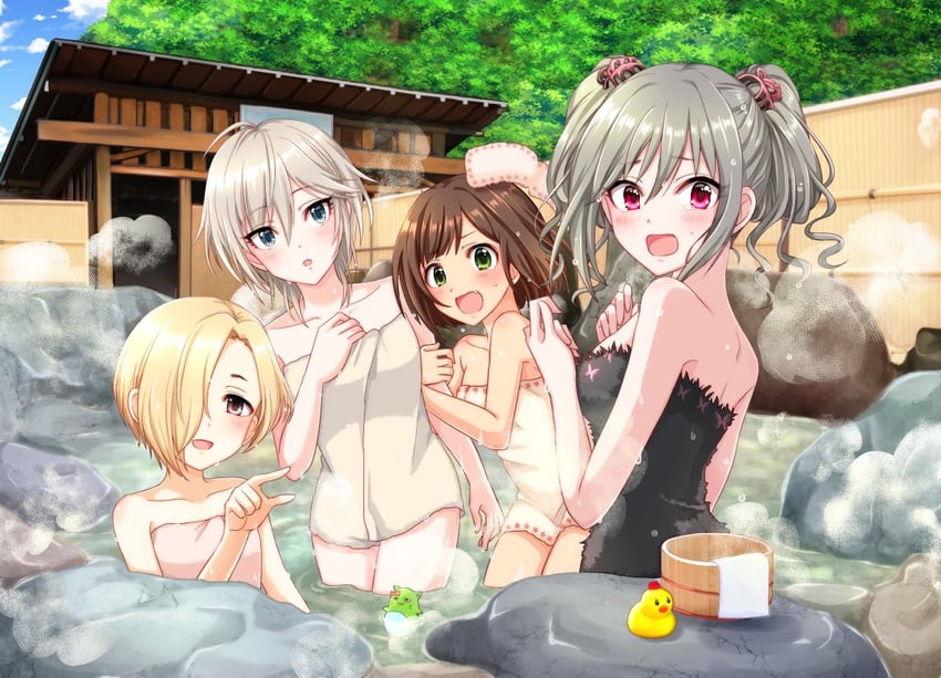 shirasaka koume, kanzaki ranko, anastasia, maekawa miku, and pina korata (idolmaster and 1 more) drawn by popon_ta