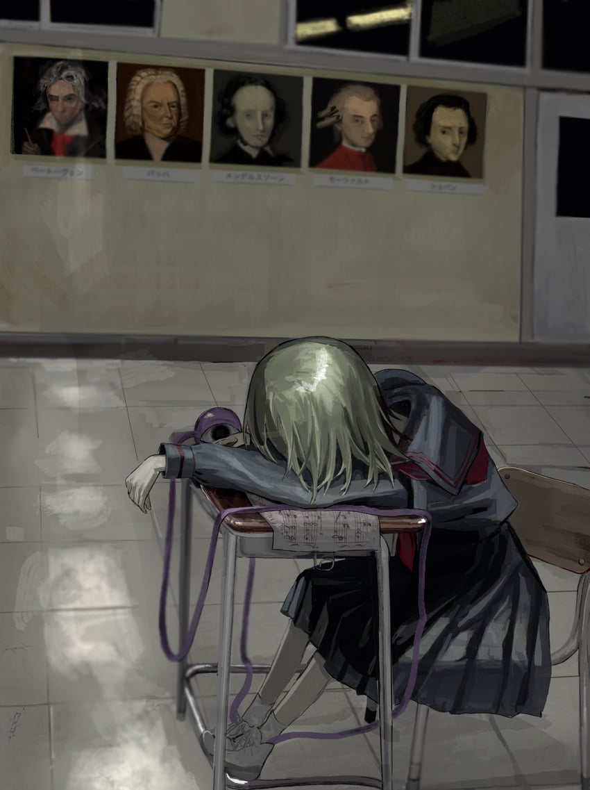 komeiji koishi, ludwig van beethoven, johann sebastian bach, wolfgang amadeus mozart, frederic chopin, and 1 more (touhou and 1 more) drawn by hayu_(hayu0305)
