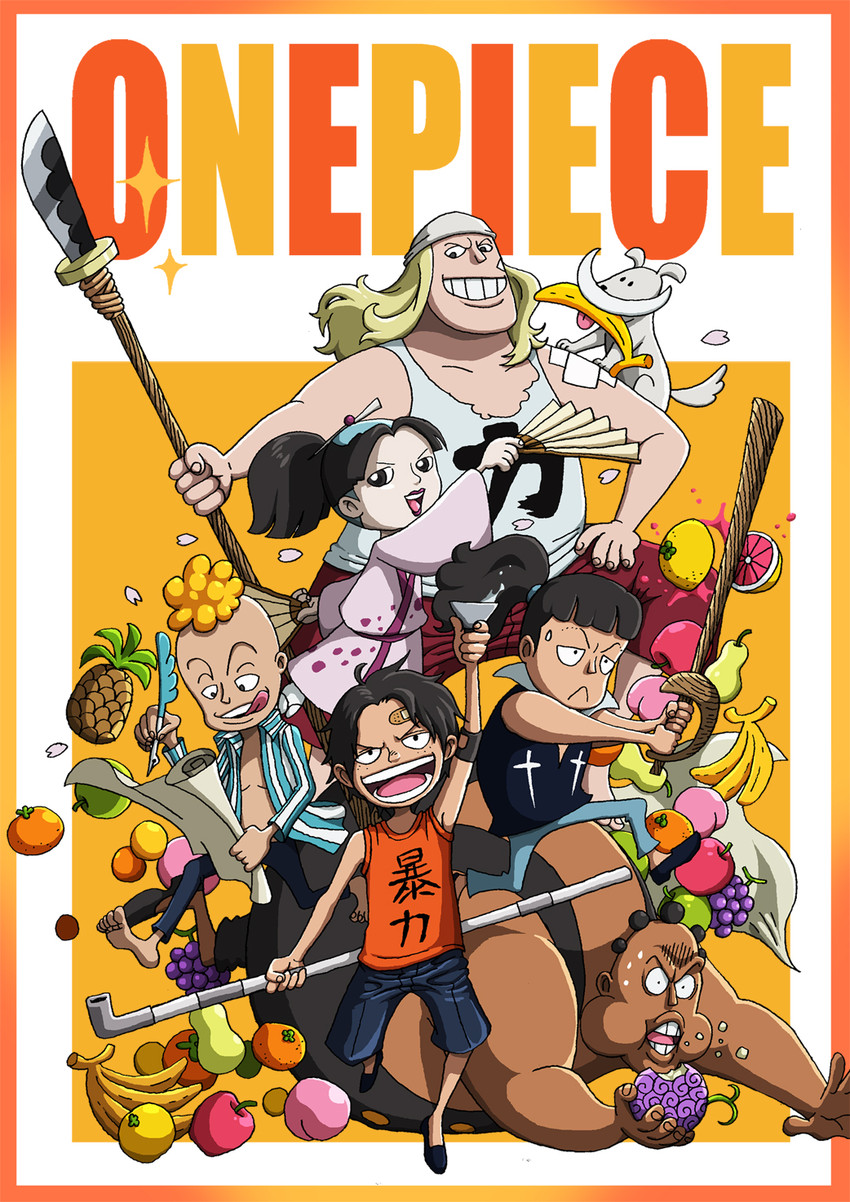 portgas d. ace, marco, edward newgate, izou, jozu, and 2 more (one piece) drawn by anecan