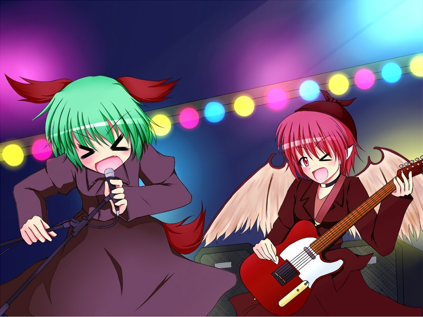 mystia lorelei and kasodani kyouko (touhou) drawn by kamiya_ryou_(chitara)