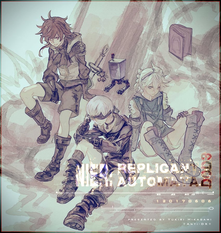 9s, pod, nier, grimoire weiss, and dito (nier:automata and 3 more) drawn by hikagami_yukiri
