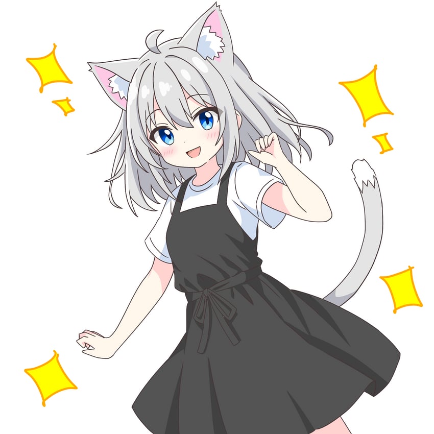 grey-haired cat girl (original) drawn by kotatsu-mazoku