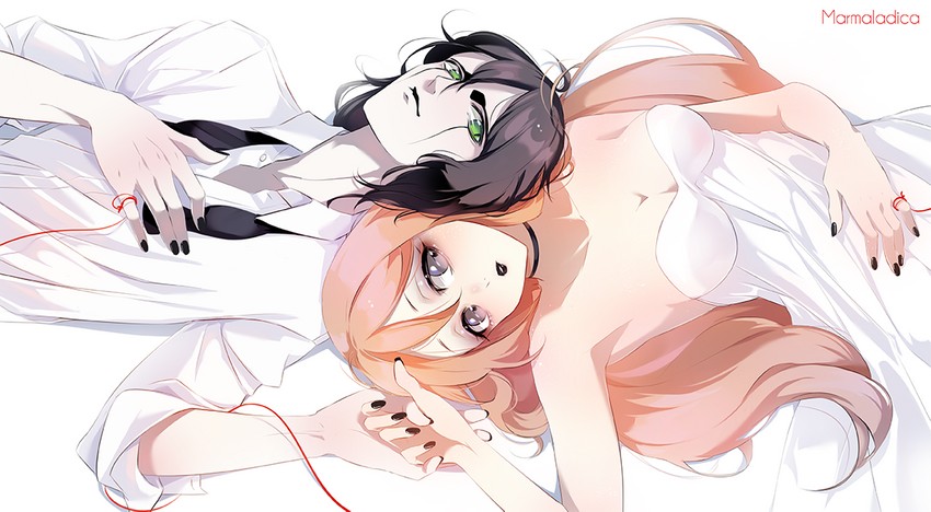 inoue orihime and ulquiorra cifer (bleach) drawn by marmaladica