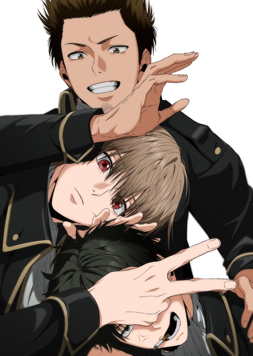 okita sougo, hijikata toushirou, and kondou isao (gintama) drawn by yorozuya37