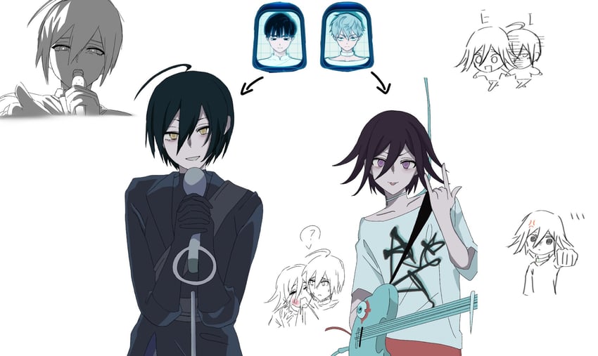 oma kokichi, saihara shuichi, till, and ivan (danganronpa and 2 more) drawn by neikou