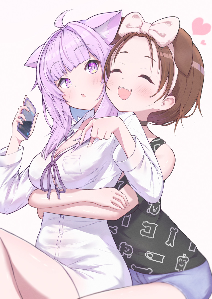 nekomata okayu and inugami korone (hololive) drawn by taraneko_miso