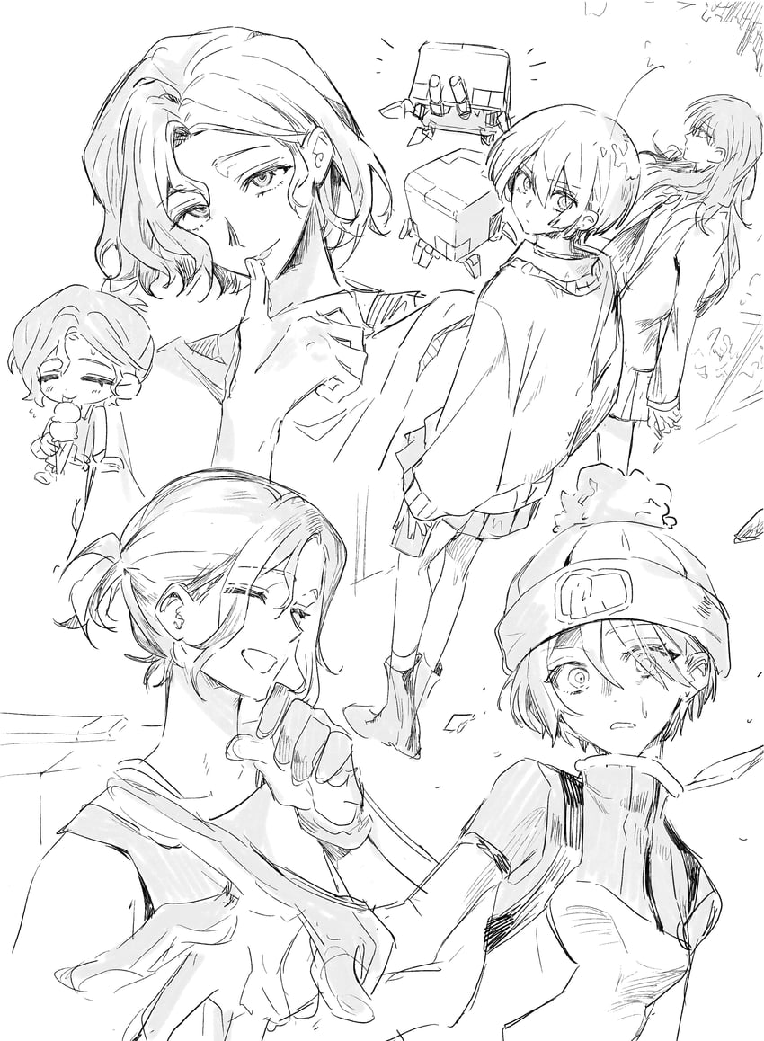 amate yuzuriha, shuji ito, nyaan, and conch (gundam and 1 more) drawn by fei_00714