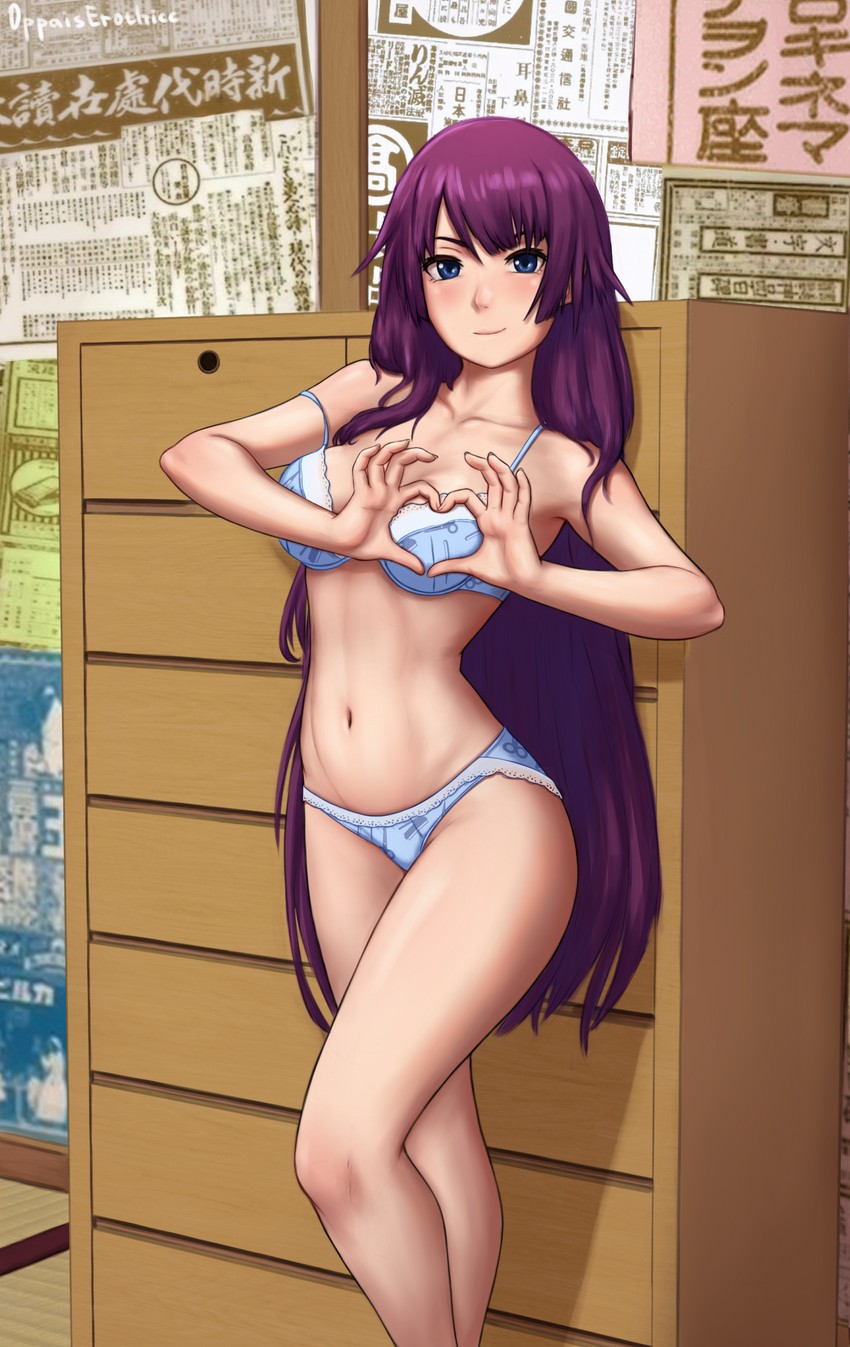 senjougahara hitagi (monogatari and 1 more) drawn by oppaiserothicc