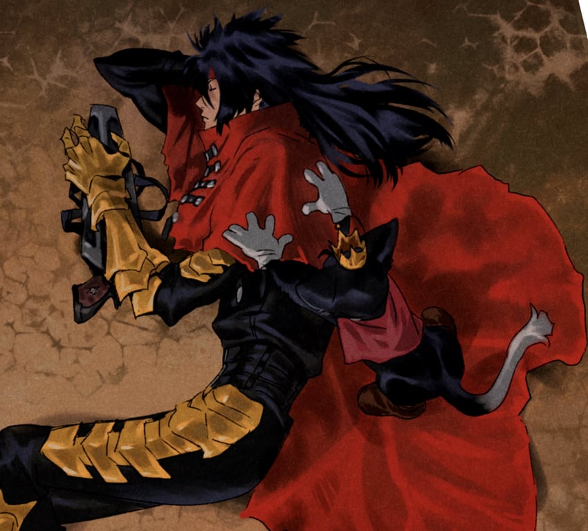 vincent valentine and cait sith (final fantasy and 3 more) drawn by 200_percent