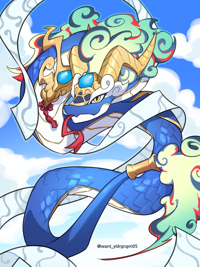 blue snake dragon (dragon village and 1 more) drawn by house_tag_denim