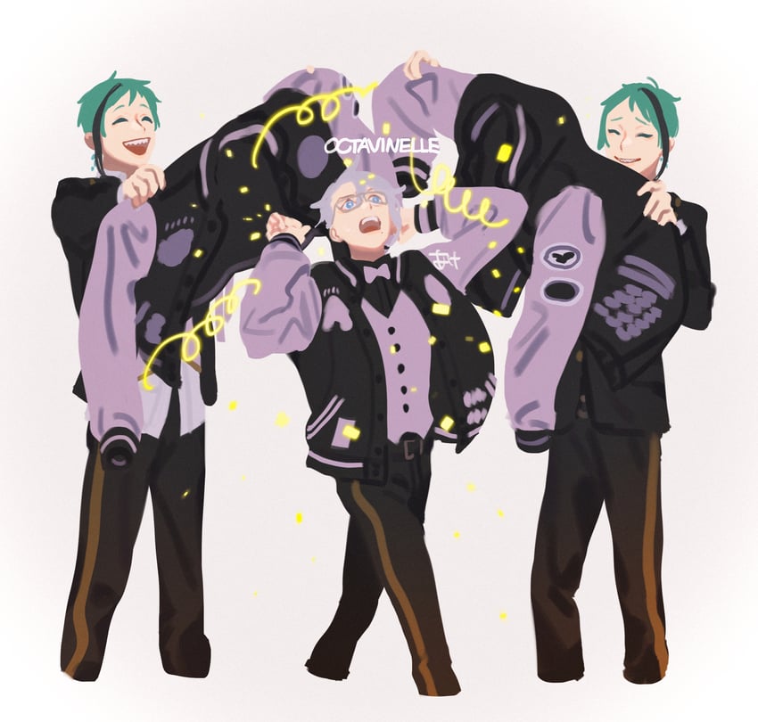floyd leech, jade leech, and azul ashengrotto (twisted wonderland) drawn by ake_karashi
