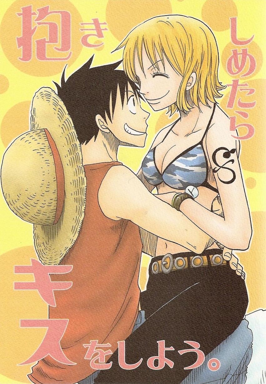 nami and monkey d. luffy (one piece) drawn by channel_king