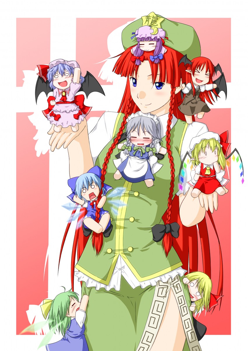remilia scarlet, flandre scarlet, izayoi sakuya, cirno, patchouli knowledge, and 4 more (touhou and 1 more) drawn by niwatazumi