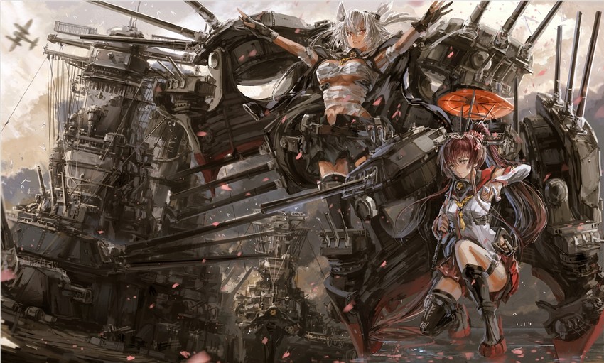 yamato, musashi, musashi kai, and yamato kai (kantai collection) drawn by stu_dts