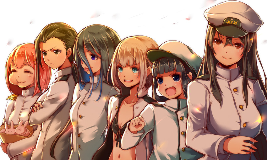 female admiral, tatebayashi sakurako, narumi tsuyu, admiral yurika, and ajimu kaede (kantai collection) drawn by mataichi_mataro